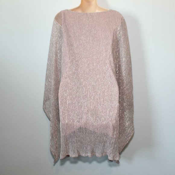 NWT Always Indigo Metallic Overlay Cape Poncho Top Pink Women's Size 3X H12279 - Picture 6 of 10